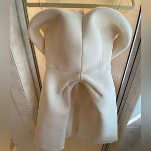 Brandon Maxwell 2016 Runway Lady Gaga Structured Strapless Drape Top cream ivory